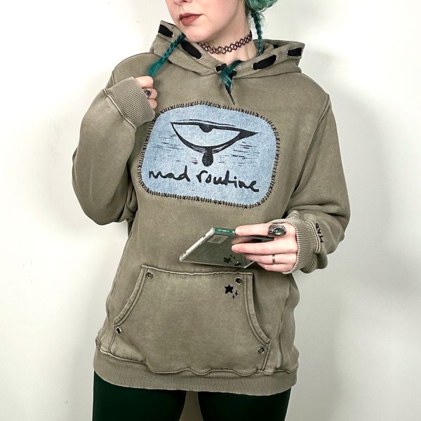 XS ★ GREEN DENIM PATCH HOODIE