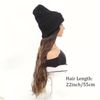 Womens Knit Beanie Hat with Long Curly Wavy Synthetic Hair Extensions