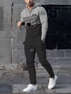 Mens Waffle Knit Casual Set _ Hoodie with Contrasting Seam Jogging Pants