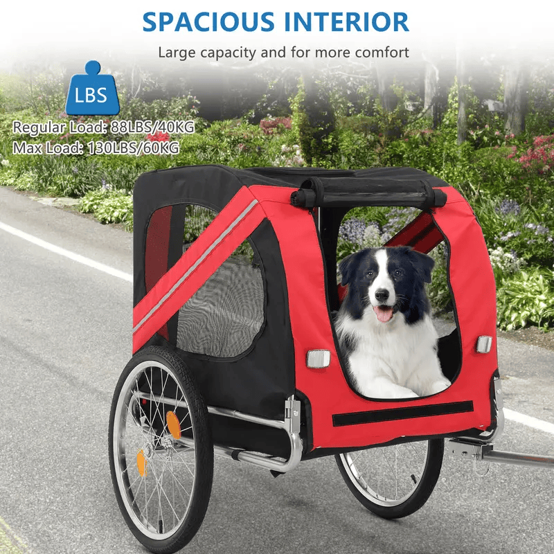 Folding Dog Bike Trailer Pet Cart for Bicycle w_Universal Hitch