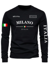 MENS LONG SLEEVE THERMAL MILANO ITALY FLAG CREW NECK T-SHIRT (VARIOUS COLORS)