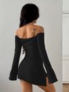 Elegant Off the Shoulder Dress Solid Color, Bodycon Fit, Strapless