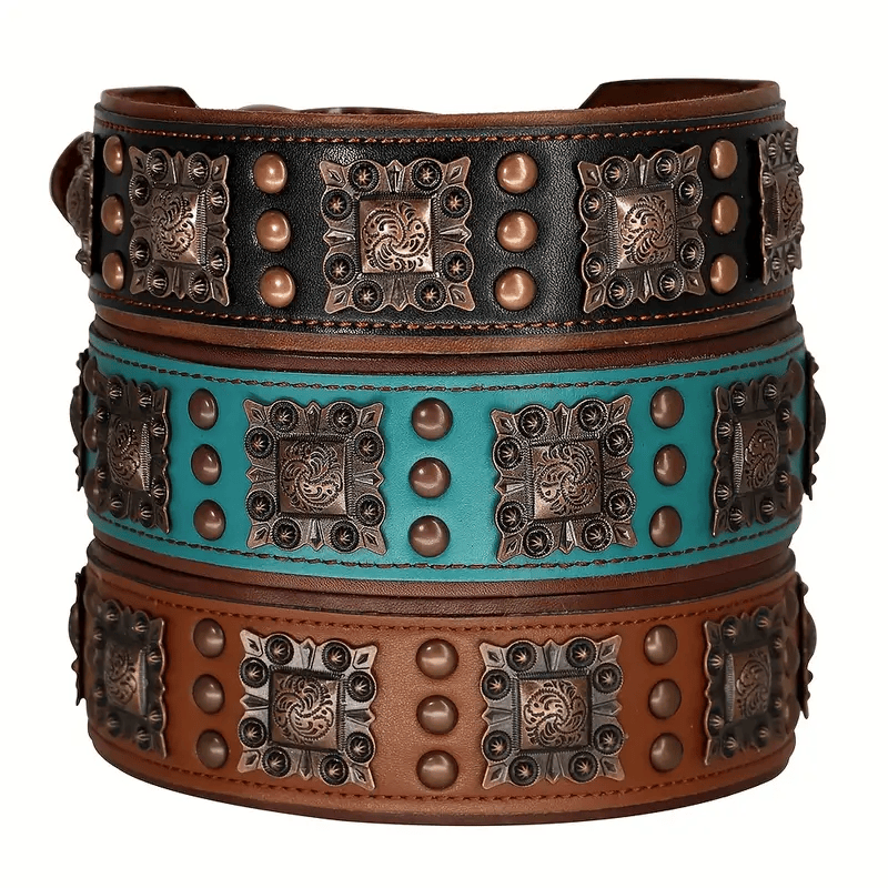 Heavy Duty Stud and Leather Dog Collar for Big Dogs