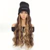 Womens Knit Beanie Hat with Long Curly Wavy Synthetic Hair Extensions