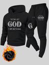 MenS Casual Hooded Sweatshirt & Jogger Set - _Without God I Am Nothing