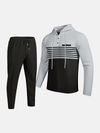 Mens Waffle Knit Casual Set _ Hoodie with Contrasting Seam Jogging Pants