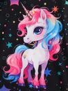 Flame-retardant girls pajama set in with various cartoon unicorn prints GLOWS UNDER UV LIGHT