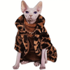 Duomasumi Faux Fur Double-Layer Leopard Coat for Sphynx Cats.