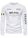MENS LONG SLEEVE THERMAL MILANO ITALY FLAG CREW NECK T-SHIRT (VARIOUS COLORS)