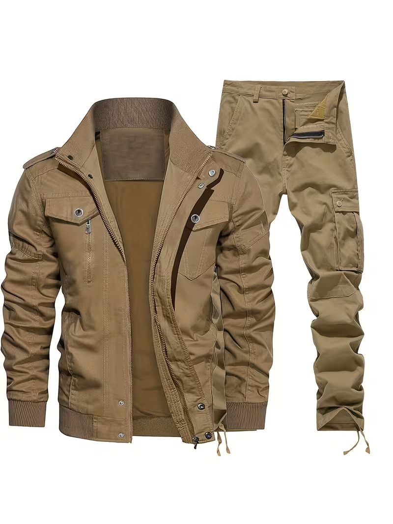 Mens Casual Suit Jacket Cargo Men Set Outdoor Hardman Coat