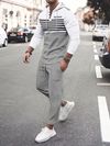 Mens Waffle Knit Casual Set _ Hoodie with Contrasting Seam Jogging Pants