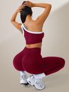 Womens Athletic Workout Set Off-Shoulder Top And High-Waisted Leggings