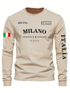 MENS LONG SLEEVE THERMAL MILANO ITALY FLAG CREW NECK T-SHIRT (VARIOUS COLORS)
