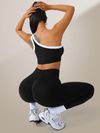 Womens Athletic Workout Set Off-Shoulder Top And High-Waisted Leggings