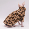 Duomasumi Faux Fur Double-Layer Leopard Coat for Sphynx Cats.