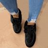 LADIES FAUX LAMB LINING FRONT TIE ANKLE MOCASSIN LOAFERS