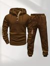 Mens Casual Fashion Set Knitted Jacquard Sweatshirt and Pants Two-Piece Set