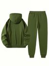 Mens Two-Piece Set, Casual Crew Neck Long Sleeve Hooded Sweatshirt And Sweatpants Set