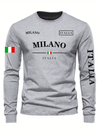 MENS LONG SLEEVE THERMAL MILANO ITALY FLAG CREW NECK T-SHIRT (VARIOUS COLORS)