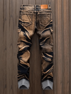 MENS SLIM FIT BROWN GOLD GRADIENT JEANS