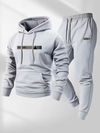 Mens Two-Piece Set, Casual Crew Neck Long Sleeve Hooded Sweatshirt And Sweatpants Set