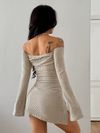 Elegant Off the Shoulder Dress Solid Color, Bodycon Fit, Strapless