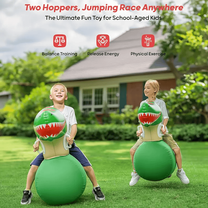 BOUNCING HEAVY DUTY INFLATABLE DINOSAUR WITH HAND PUMP