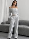 Fitted One-Shoulder Outfit in Dark Gray