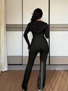 Womens Casual Hooded Waist-Cinching Pocket Jacket and Flared Pants 2pcs Set