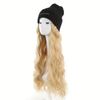 Womens Knit Beanie Hat with Long Curly Wavy Synthetic Hair Extensions