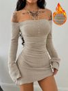 Elegant Off the Shoulder Dress Solid Color, Bodycon Fit, Strapless