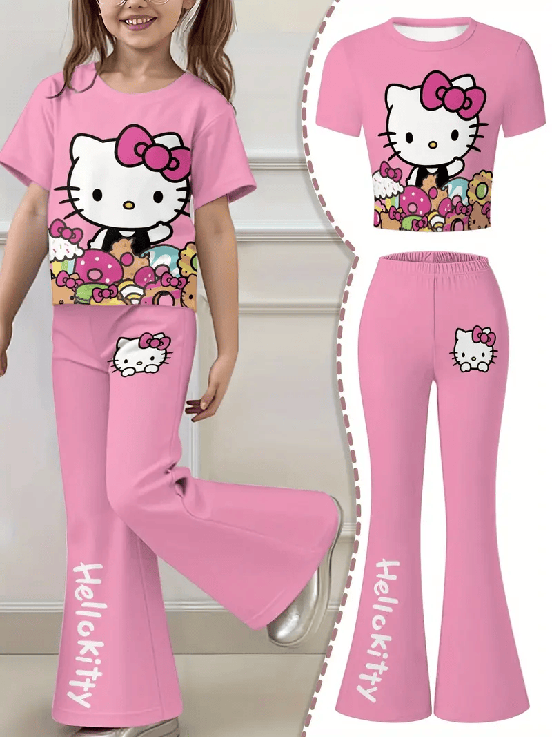 Sanrio for hello kitty for my melody for kuromi Pacha Dog Girls Short Sleeve Long Pants Set