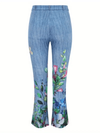 LADIES MIXED COLOR FLOWER PATCH FLARED JEANS