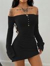 Elegant Off the Shoulder Dress Solid Color, Bodycon Fit, Strapless
