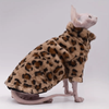 Duomasumi Faux Fur Double-Layer Leopard Coat for Sphynx Cats.