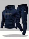 Mens Two-Piece Set, Casual Crew Neck Long Sleeve Hooded Sweatshirt And Sweatpants Set