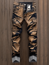 MENS SLIM FIT BROWN GOLD GRADIENT JEANS
