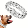 Stainless Steel Dog Chain Necklace, 32mm Cuban Link Chain Silvery Pet Collar