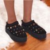 LADIES JEWELED FAUX FUR PLATFORM SLIP ON SHOES