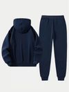 Mens Two-Piece Set, Casual Crew Neck Long Sleeve Hooded Sweatshirt And Sweatpants Set