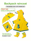 Dinosaur Raincoat for Kids- Lightweight, Waterproof Full-Body Hood & Pockets Dinosaur Rain Jacket