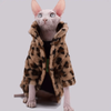 Duomasumi Faux Fur Double-Layer Leopard Coat for Sphynx Cats.