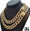 EB-Full Iced Out Cuban Link Chain Necklace 16-18-20-24 inches