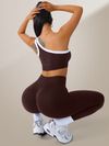 Womens Athletic Workout Set Off-Shoulder Top And High-Waisted Leggings