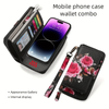 Elegant Floral PU Clutch Wallets Multi-Card Card Holder Coin Purse for Women.