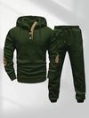 Mens Casual Fashion Set Knitted Jacquard Sweatshirt and Pants Two-Piece Set