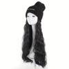 Womens Knit Beanie Hat with Long Curly Wavy Synthetic Hair Extensions