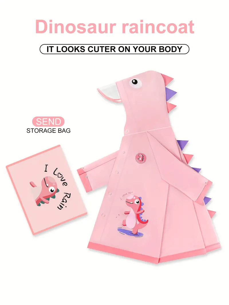 Dinosaur Raincoat for Kids- Lightweight, Waterproof Full-Body Hood & Pockets Dinosaur Rain Jacket