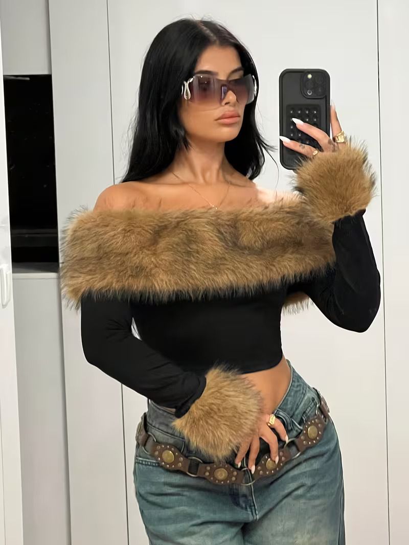 Elegant & Cozy Womens Off-Shoulder Long Sleeve T-Shirt