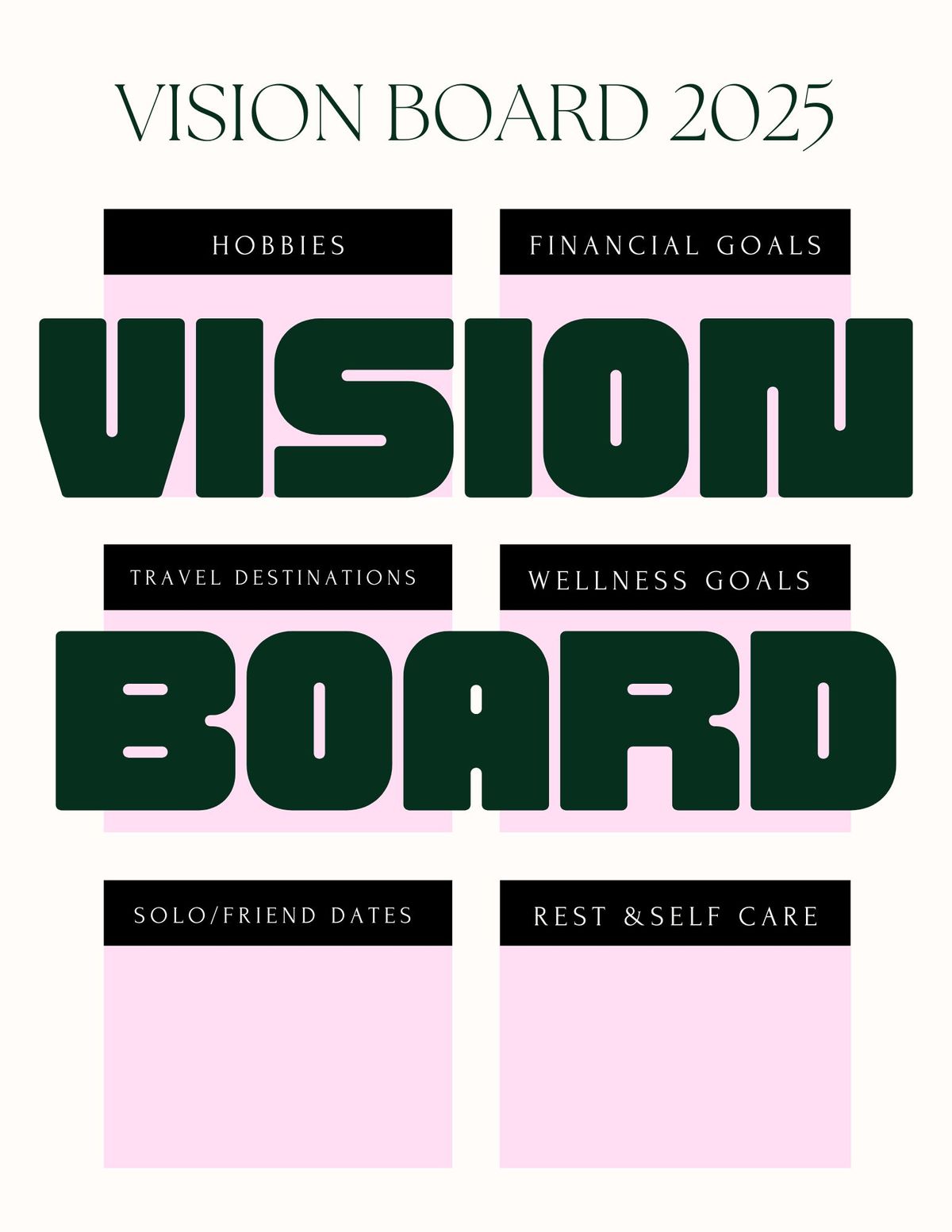 Vision Board 2025 Sheet 